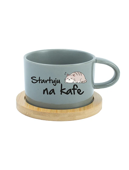 STARTUJU NA KAFE - šedý hrníček makronka 200 ml
