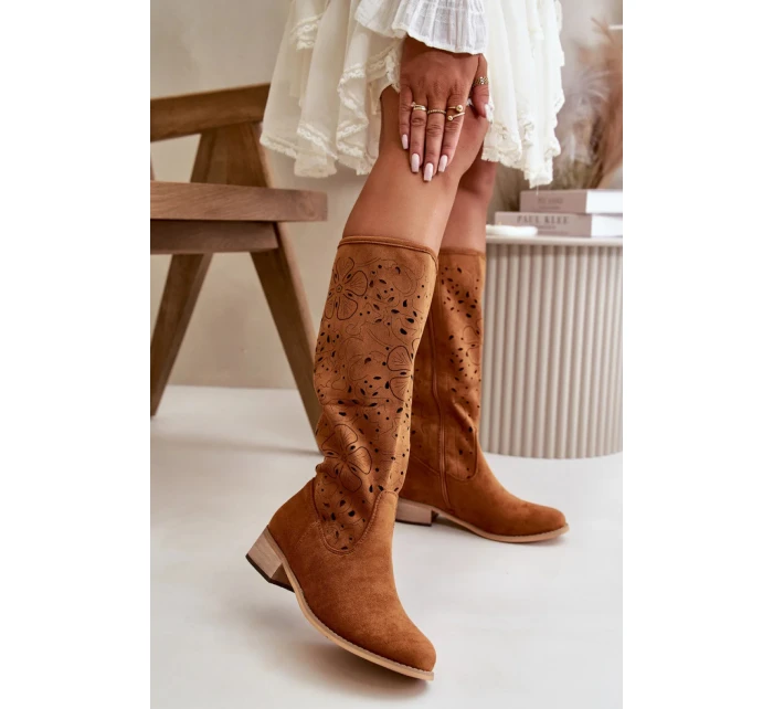 Dámské ažurové kozačky / Camel hnědá  model 21083099 - SEASTAR
