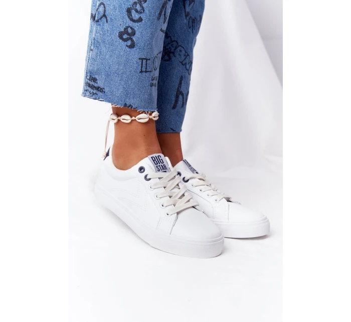 Dámské Kožené Tenisky BIG STAR BB274211 Bile Modre Dámské Kožené Tenisky BIG STAR BB274211 Bile Modre