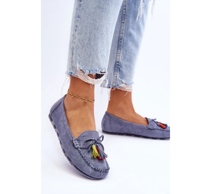 Semišové Mokasíny S Mašlí A Modre model 21623158 - Boto