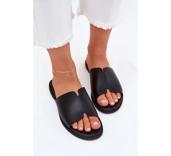 Dámské Pantofle Z Eko Kůže Na Plochém Podpatku Černé Kalimira Dámské Pantofle Z Eko Kůže Na Plochém Podpatku Černé Kalimira