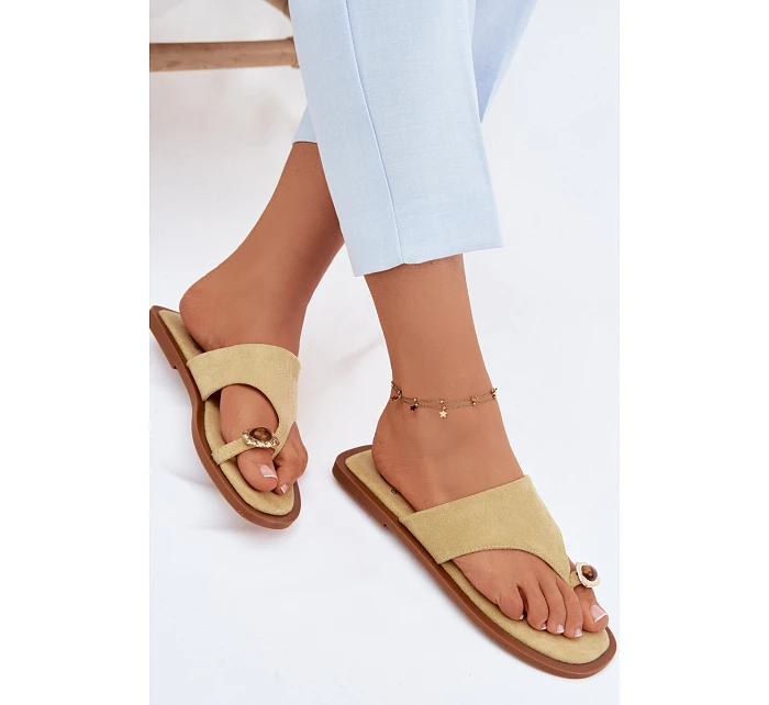 Dámské ploché žabky s ozdobným detailem Žluté Fedira