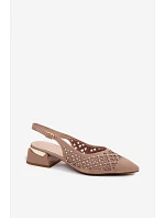 Kožené Semišové Dámské Sandály Otevřené Sítě Na Klín D&A CR61-3004 Béžové