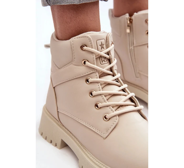 Dámské zateplené kozačky na zip Béžová Gremiva Dámské zateplené kozačky na zip Béžová Gremiva