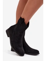 Dámské kotníkové boty s ažurovým vzorem na plochém podpatku S.Barski – černé Dámské kotníkové boty s ažurovým vzorem na plochém podpatku S.Barski – černé