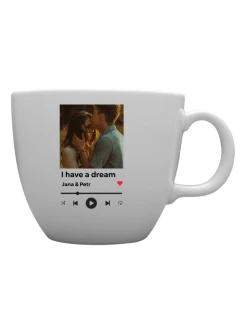 Personalizovaný MEGA XXL keramický hrnek 1000 ml s vlastním odkazem na oblíbenou písničku