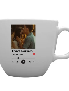 Personalizovaný MEGA XXL keramický hrnek 1000 ml s vlastním odkazem na oblíbenou písničku