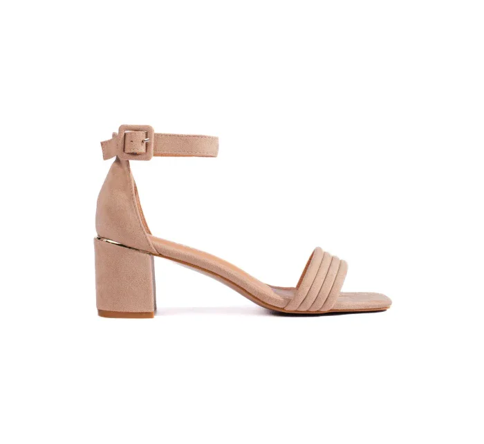 Moderní hnědé sandály dámské na širokém podpatku Moderní hnědé sandály dámské na širokém podpatku