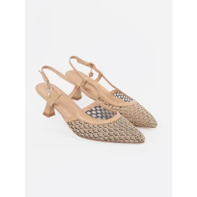 Luxusní hnědé  lodičky dámské na širokém podpatku