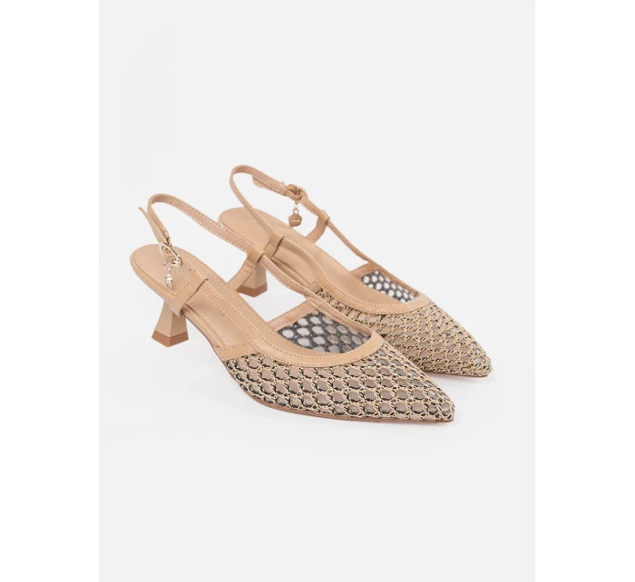 Luxusní hnědé  lodičky dámské na širokém podpatku