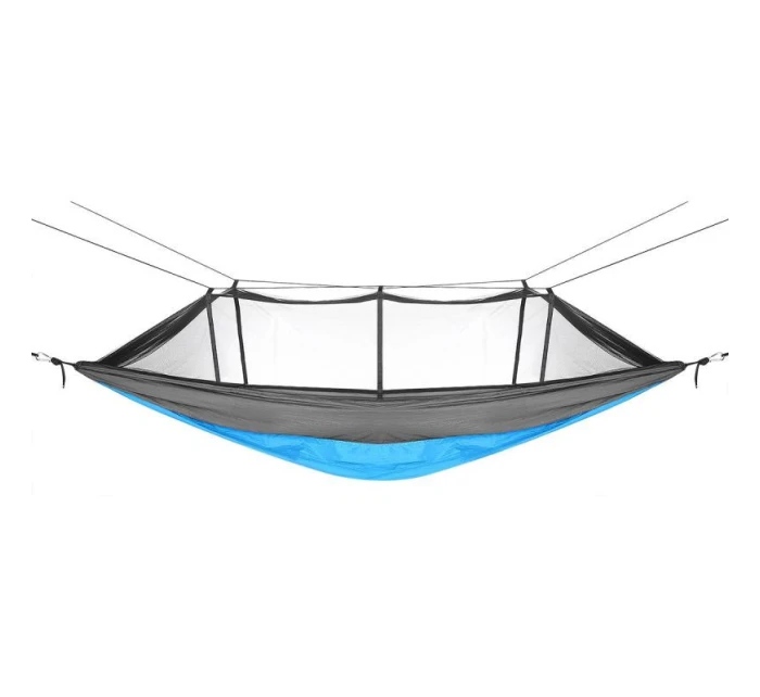 TURISTICKÁ HOUPACÍ SÍŤ PRO 2 OSOBY 270X140CM S MOSKYTIÉROU MODRÁ
