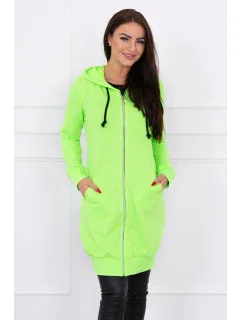Šaty s kapucí, mikina zelená neonová