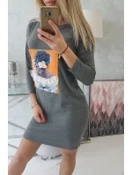 Šaty s 3D grafikou, grafitová krajka