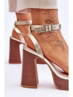 Kožené Sandály Na Robustní Platformě zlato Marina Kožené Sandály Na Robustní Platformě zlato Marina