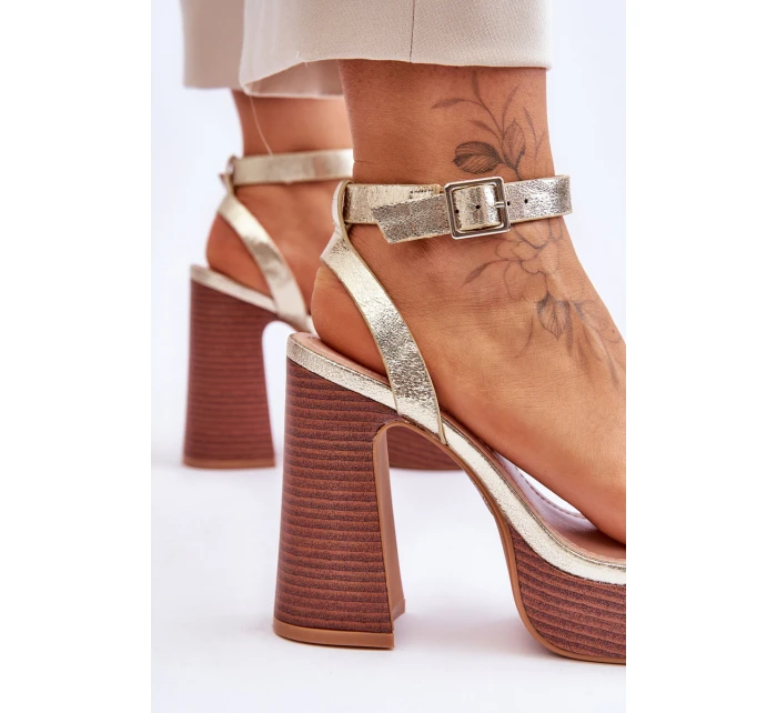 Kožené Sandály Na Robustní Platformě zlato Marina Kožené Sandály Na Robustní Platformě zlato Marina