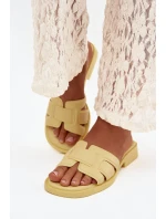 Dámské pantofle na ploché podrážce Žluté Lorania