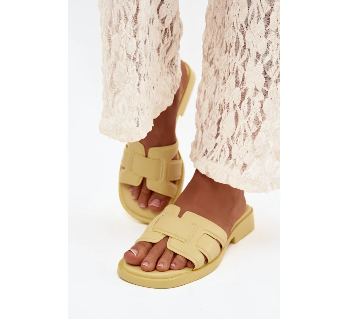 Dámské pantofle na ploché podrážce Žluté Lorania