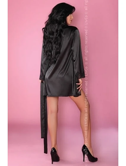 model 22213220 Černá košilka + župan + kalhotky ZDARMA! - LivCo Corsetti