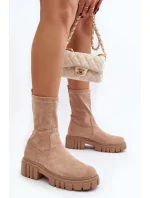 Béžové nazouvací boty na plochém podpatku model 20036645 - Kesi Béžové nazouvací boty na plochém podpatku model 20036645 - Kesi
