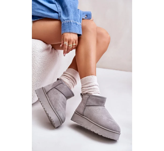 Sněhule Dámské Na Platformě Zateplené Kožíškem Šedé Xamella Sněhule Dámské Na Platformě Zateplené Kožíškem Šedé Xamella