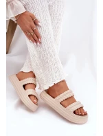 Dámské lehké pěnové pantofle na platformě S.Barski – béžové