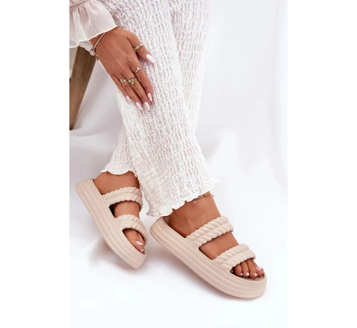 Dámské lehké pěnové pantofle na platformě S.Barski – béžové