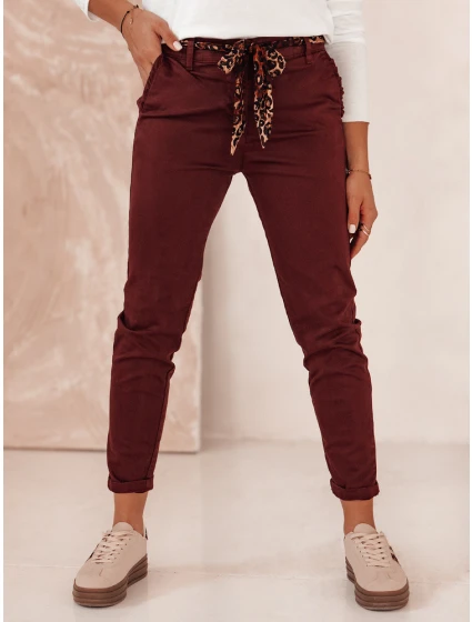 Dámské džínové kalhoty CHARMYOU s páskem vínové FashionStreet UY2271