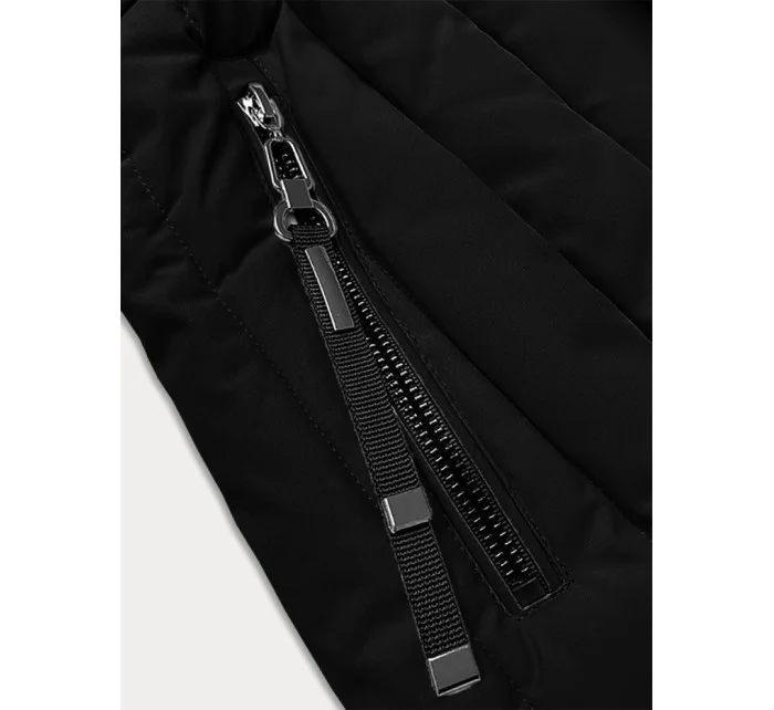 Černá dámská zimní bunda s ozdobným prošíváním model 21248265 - S'WEST Černá dámská zimní bunda s ozdobným prošíváním model 21248265 - S'WEST