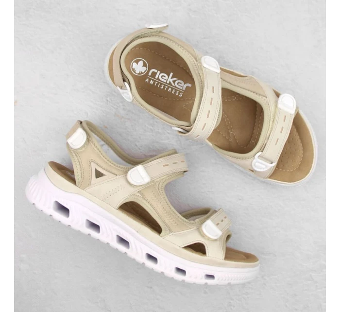 Pohodlné sandály na suchý zip Rieker W RKR691 beige