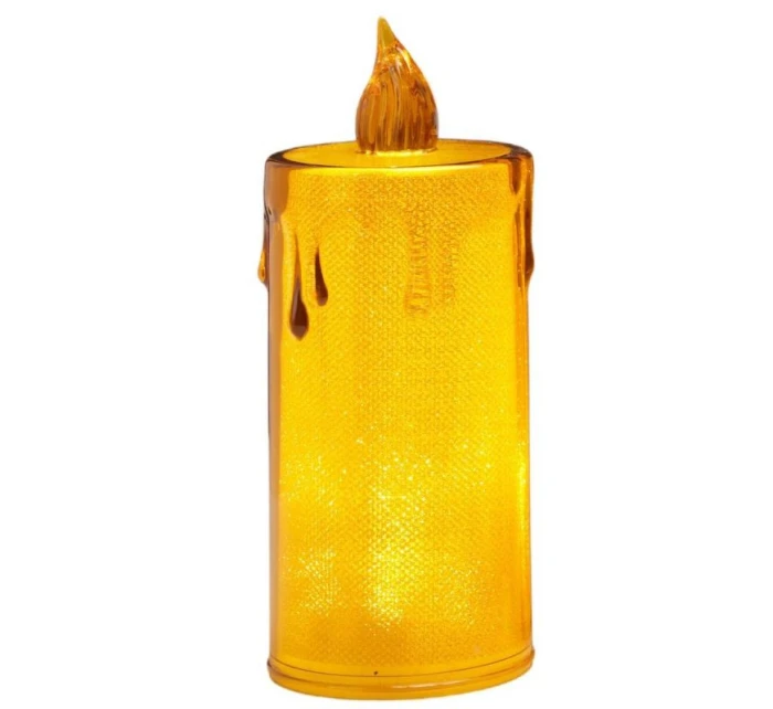 DEKORATIVNÍ SVÍČKA 8 CM JANTAROVÁ TEPLÁ BÍLÁ 1 LED