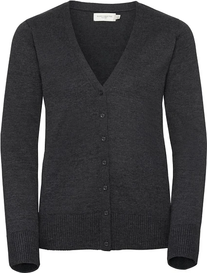 Russell Athletic 715F Dámský pletený cardigan s výstřihem do V 11.715F charcoal marl Russell Athletic 715F Dámský pletený cardigan s výstřihem do V 11.715F charcoal marl
