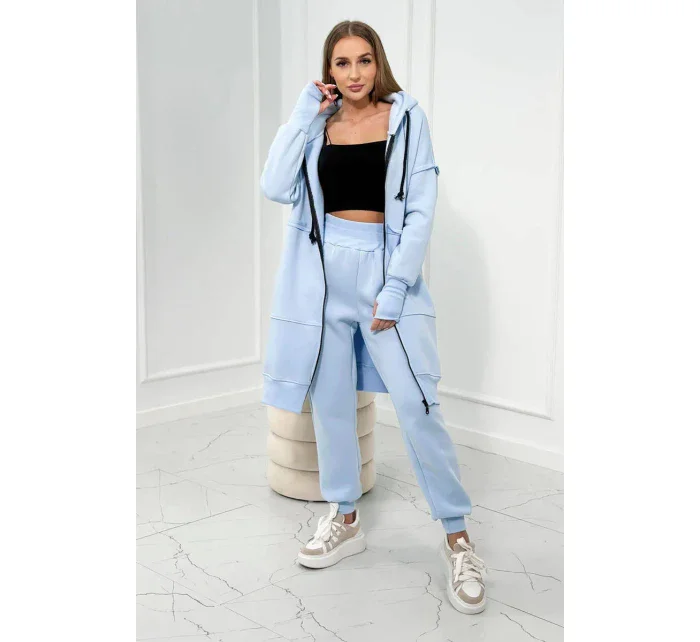 Zateplená souprava s dlouhou mikinou modrá