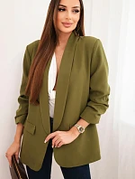 Sako s klopami elegantní olivově zelené