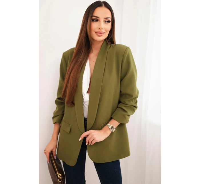 Sako s klopami elegantní olivově zelené Sako s klopami elegantní olivově zelené