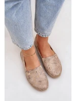 Elegantní Velurové Espadrilky S Květinami Dámské Béžové Zazoo 10177