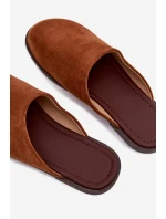 Dámské ploché sandály z eko semiše Camel model 21960869 - Boto