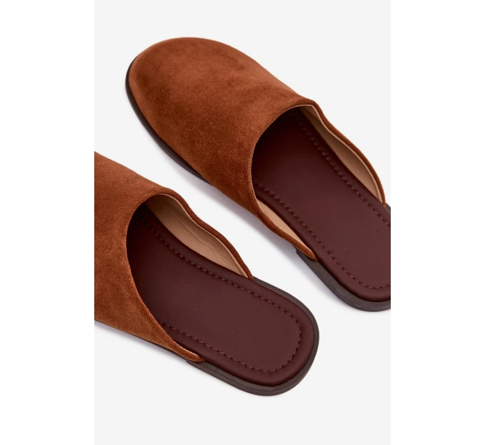 Dámské ploché sandály z eko semiše Camel model 21960869 - Boto