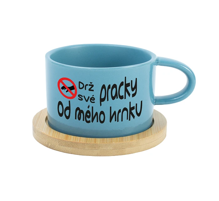 DRŽ SVÉ PRACKY OD MÉHO HRNKU - modrý hrníček makronka 200 ml DRŽ SVÉ PRACKY OD MÉHO HRNKU - modrý hrníček makronka 200 ml