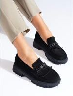 Pohodlné  mokasíny dámské černé bez podpatku