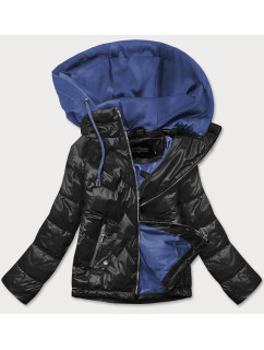 Černo/modrá dámská bunda s kapucí (BH2003BIG)