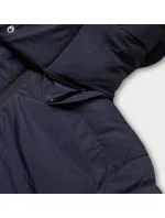 Tmavě modrá dámská prošívaná bunda s opaskem pro přechodné období (23060-1) Tmavě modrá dámská prošívaná bunda s opaskem pro přechodné období (23060-1)