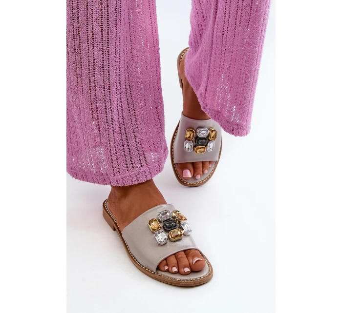 Dámské Sandály S Ozdobami model 21665122 Béžové - S.Barski Dámské Sandály S Ozdobami model 21665122 Béžové - S.Barski