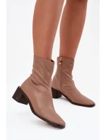 Dámské kotníkové boty na podpatku Vinceza 23-10791 Béžové