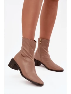 Dámské kotníkové boty na podpatku Vinceza 23-10791 Béžové