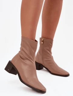 Dámské kotníkové boty na podpatku Vinceza 23-10791 Béžové