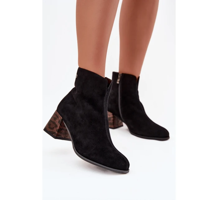Kožené semišové dámské na podpatku  Černé model 21714671 - Maciejka