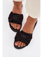 Dámské pantofle na nízkém podpatku s mašlí Černé model 21943318 - Boto