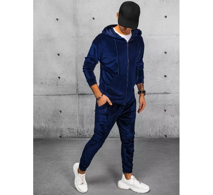Pánská tmavě modrá velurová mikina FashionStreet BX5541