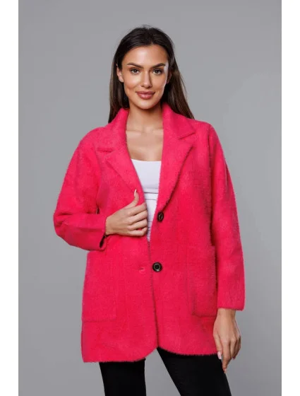 Krátký vlněný přehoz přes oblečení typu alpaka ve fuchsijové barvě model 18059149 - MADE IN ITALY