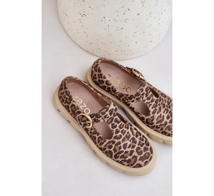 Semišové Polobotky S Přezkou V Panteře Zazoo 20183 Hnědé